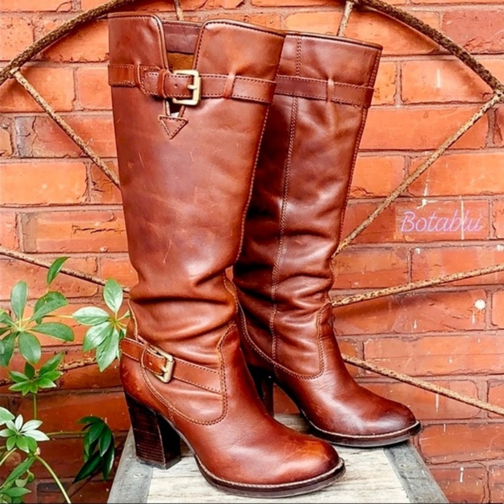MICHEAL KORS Vintage Tall Knee High Brown Leather Boots Size 6